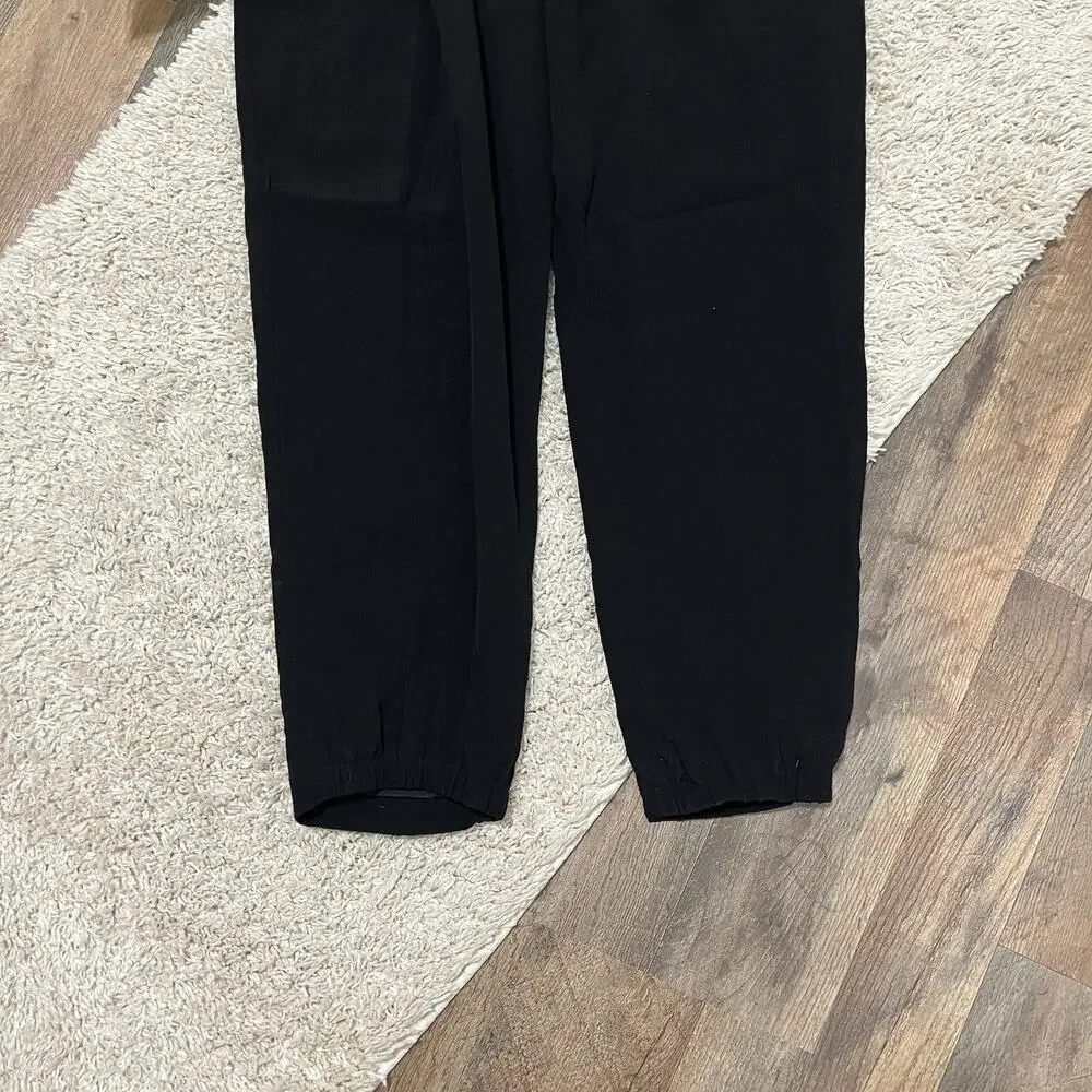 J.crew Size 8 Black Asymmetrical Zip Front Sleeveless 100% Viscose Jumpsuit